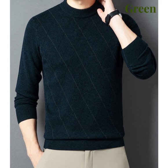 Light Luxury - Men's Plaid Cashmere Sweater - Picture 4 of 13